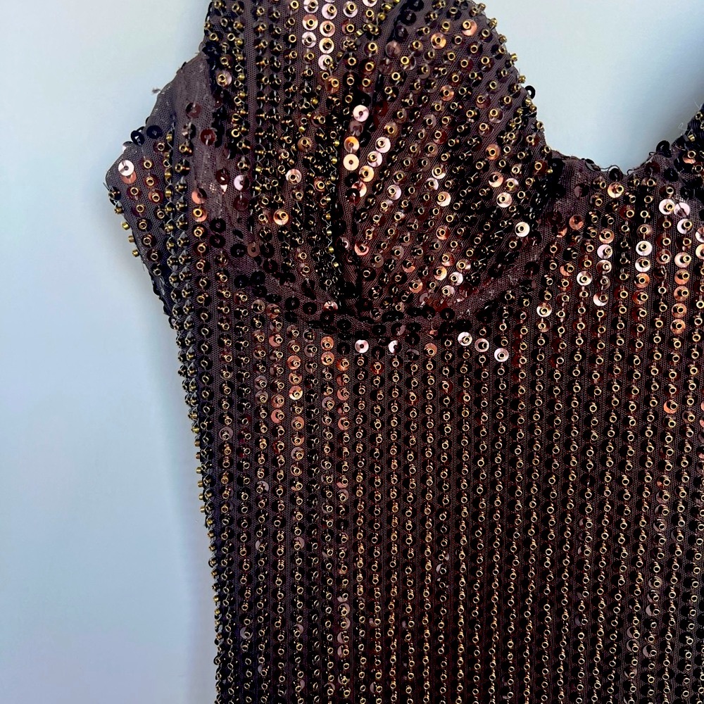 Brown sequins mini dress